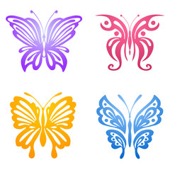 Set of butterflies for tattoo
