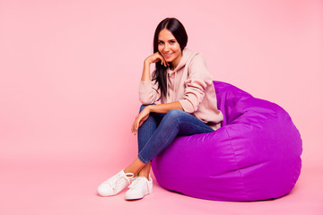 Full legs body size portrait of coquet adorable nice-looking goo