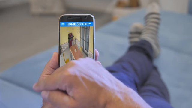 Monitoring home video surveillance security camera  on smartphone mobile application