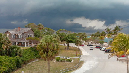 Aerial view of coutryside and coastline from Dubois Park on a stormy day  in Jupiter, Florida © jovannig