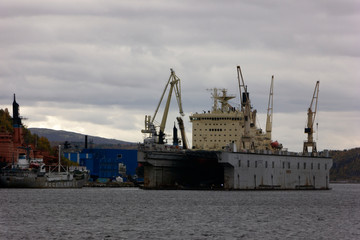 nuclear icebreaker in floating dock