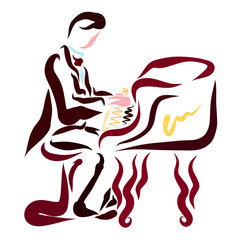 Pianist sitting at the piano, concert, beautiful classical music