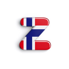 Fototapeta premium Norway letter Z - Lower-case 3d Norway flag font - Norway, Oslo or Nordic countries concept