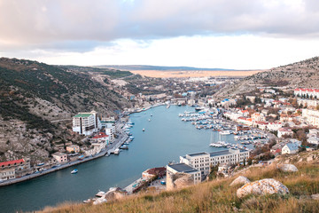 Fototapeta na wymiar Panorama view of Balaklava. Black sea, Crimea.