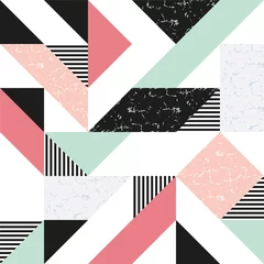 Stickers pour porte Le salon Fond moderne avec texture marbre et formes géométriques. Motif de formes géométriques colorées