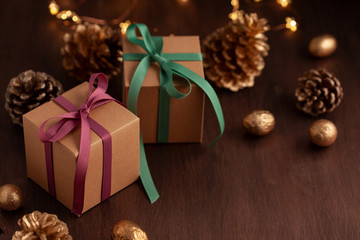 Festive Christmas vintage decoration. Template of christmas greeting card and invitation. Christmas holidays idea