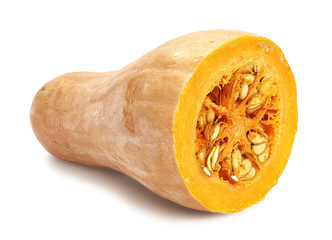 sliced pumpkin on white background