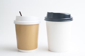 Mock up of takeaway cups on white background