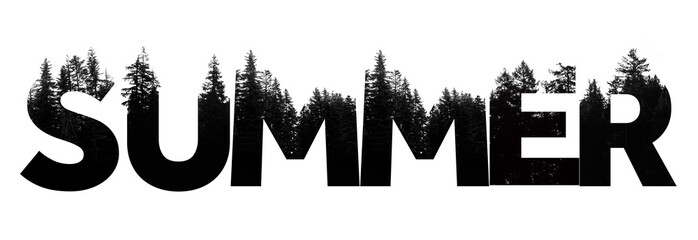 Summer word made from outdoor wilderness treetop lettering