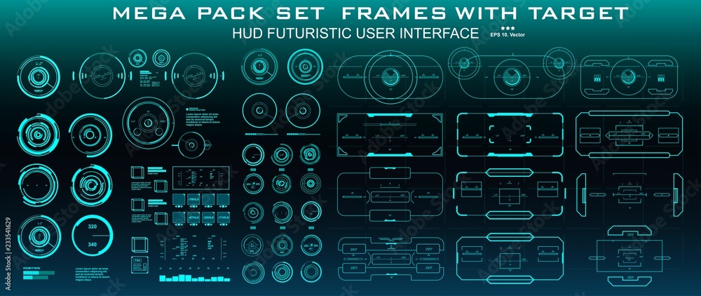 Poster hud futuristic green user interface, dashboard display virtual reality technology screen