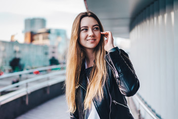 Black leather hipster girl