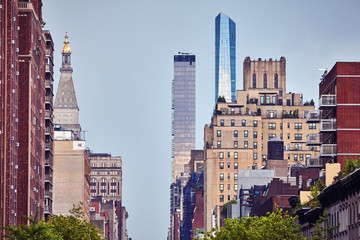 Fototapeta premium Manhattan diverse architecture, color toning applied, New York City, USA.