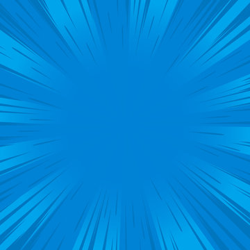 Radial blue speed lines for comic books. Explosion background