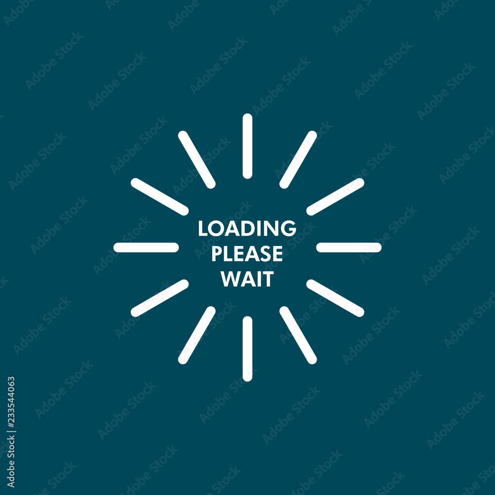 Poster loading icon in blue and white colors with loading please wait text.