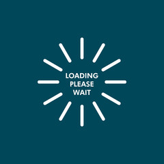 Loading icon in blue and white colors with loading please wait text.