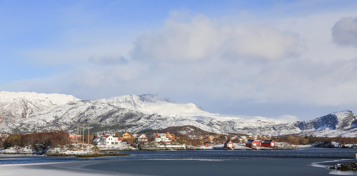 Winter and snow  in Bronnoy municipality, north norway