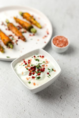Healthy roasted carrots On white background