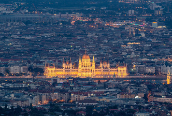Budapest - Hungarian Parliament - Hungary - Panoramic view from Elizabeth lookout - Epic view