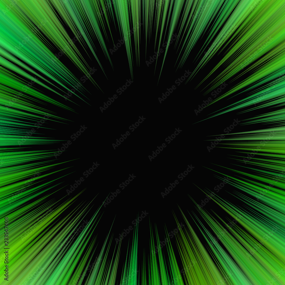 Poster green psychedelic abstract ray burst background design - vector explosion illustration with blank sp