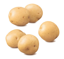 Young potatoes set isolated on white background