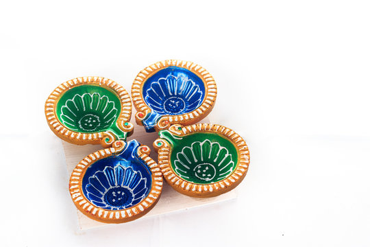 India Blue and Green Diya, Best Diya pic, Diwali, Indian Festival