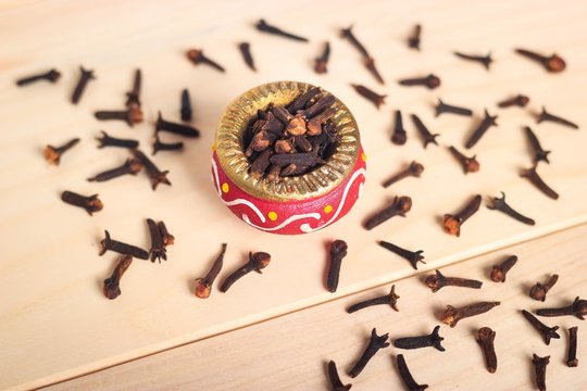 Indian cloves in a small pot, Indian medicine for tooth aches