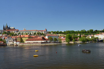 Fototapeta na wymiar View from Charles Bridge to Prague Castle in Prague Czech republic