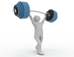 Obraz na płótnie Canvas Weight-lifter lifts barbell on white . 3d rendered illustration
