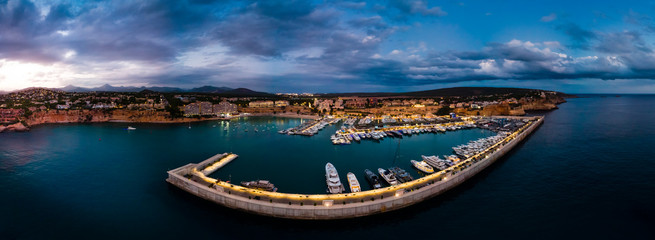 Aerial view, luxury marina Port Adriano, El Toro, Spain, Balearic Islands, Mallorca