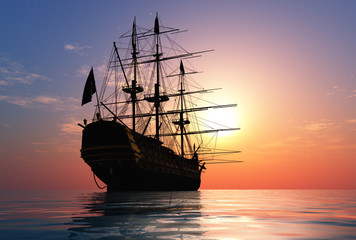 Fototapeta premium Sailboat in the sea.