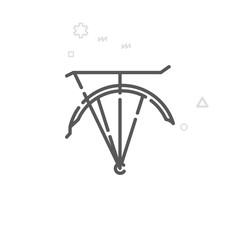 Bike Fender with Trunk Vector Line Icon, Symbol, Pictogram, Sign. Light Abstract Geometric Background. Editable Stroke