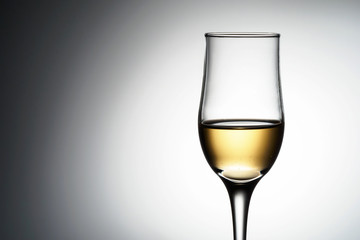 One elegant glass with sparkling champagne
