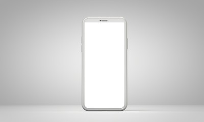 Modern smartphone blank screen template. abstract white trendy fashionable mockup. 3D Rendering