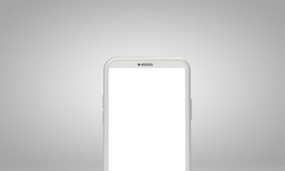 Modern smartphone blank screen template. abstract white trendy fashionable mockup. 3D Rendering