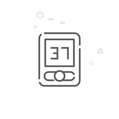 Bike or Bicycle Computer Vector Line Icon, Symbol, Pictogram, Sign. Light Abstract Geometric Background. Editable Stroke