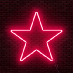 Obraz premium Neon glowing star sign. Can be used as a text frame.
