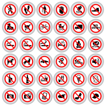 36 vector prohibition signs