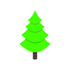Obraz premium Christmas tree fir flat style design icon sign vector illustration. Symbol of family xmas holiday celebration isolated on white background. Simple shape for holyday. Merry christmas, happy new year