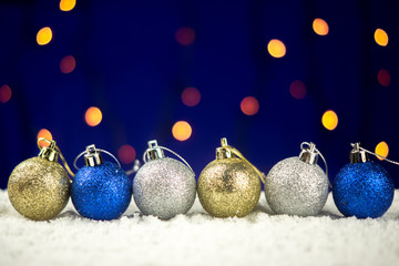 Christmas balls in the snow