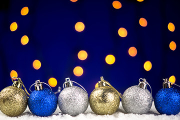 Christmas balls in the snow