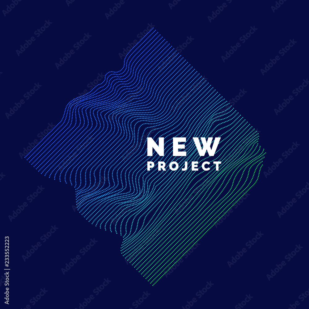 Aufkleber vector abstract background with dynamic waves and particles.