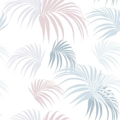 Creative universal floral background in tropical style. Hand Drawn textures with palm leaves. White background.