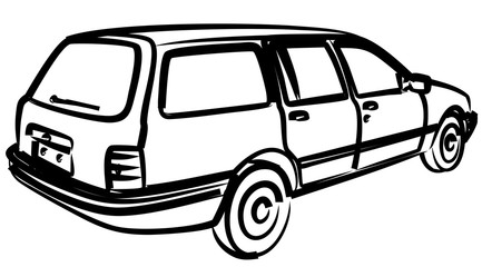 The Sketch of a old retro car.