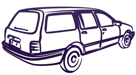 The Sketch of a old retro car.