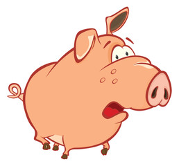 Vector Illustration of a Cute Pig. Cartoon Character 
