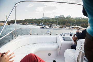 View from board of yacht in sea