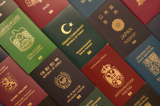 Background from various passports of citizens of many countries and regions of the world