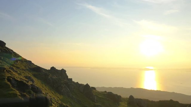 Aerial sunset view of Trotternish Ridge by Storr Scotland