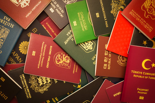 Various passports of citizens of many countries and regions of the world