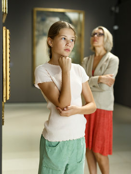 Teenage girl visiting museum
